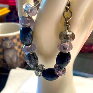 Elegant Blue and Gray Beaded Bracelet